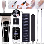 LILYCUTE 15ml Verlängerungsgel-Nagellack-Set Quick Nail Prolong mit Verlängerungsform-Nagelspitzen Acryl-Lösung Maniküre-Werkzeug-Kit