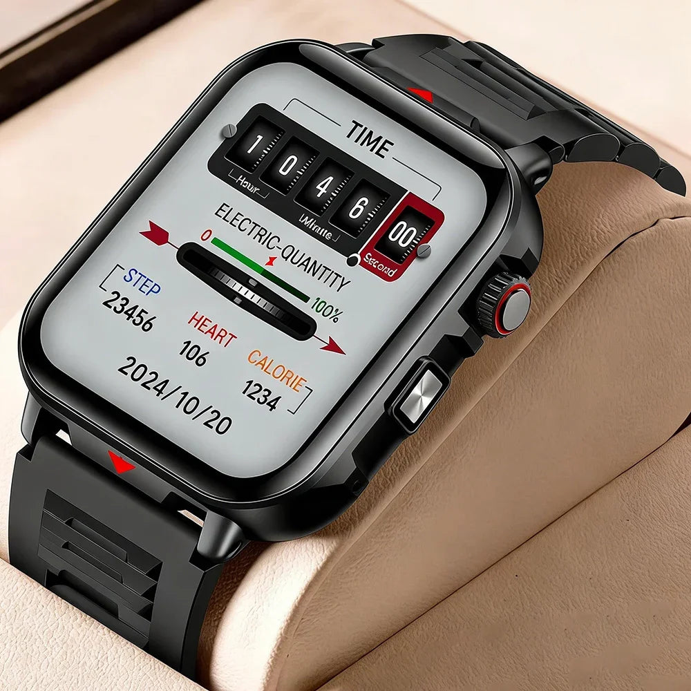 Elektronische Smartwatch BT-Anruf Herzfrequenzmesser Smartwatch Fitness Tracker Wasserdichte Sportuhren für Männer Frauen Android 2026