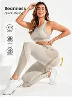 2-teiliger Anzug, Damen Yoga Anzug, schöne Rücken-High-Waist-Hosen-Kombination, nahtlose, super elastische, ideale Fitnesskleidung