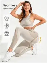 2-teiliger Anzug, Damen Yoga Anzug, schöne Rücken-High-Waist-Hosen-Kombination, nahtlose, super elastische, ideale Fitnesskleidung