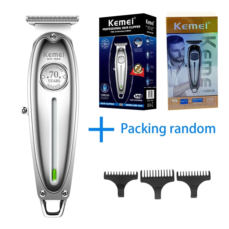 Kemei 1949 Ganzmetall-Haarschneider Professioneller Clipper für Friseure Wiederaufladbarer Elektrischer Herren-Bartrasierer Haarschneidemaschine