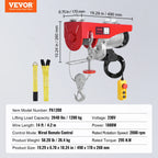 SucceBuy 2640Lbs Elektrischer Hebezug Winde 230V mit 4,2m Kabelfernbedienung 12,2m Einzelkabel Hubhöhe Hebezug für Garage