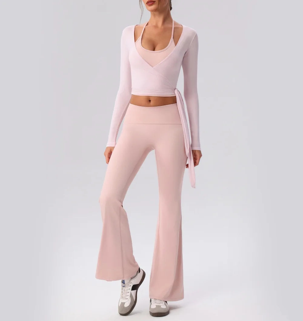 Yoga Sportshirt Blusen Pilates Crop Top Fitness Damen Langarm T-Shirt Oberteile Sweatshirt Sportbekleidung Damen Gym Yoga Kleidung