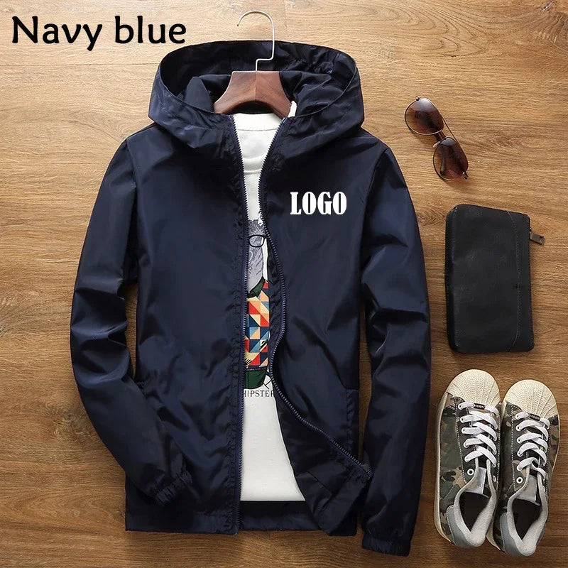 Maßgeschneiderte Reise-Team Zipperjacke, Kapuzen-Unisex-UV-beständige, wasserdichte Jacke für Herren und Damen, Oberbekleidung, Frühling, Sommer,