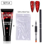 LILYCUTE 15ml Verlängerungsgel-Nagellack-Set Quick Nail Prolong mit Verlängerungsform-Nagelspitzen Acryl-Lösung Maniküre-Werkzeug-Kit