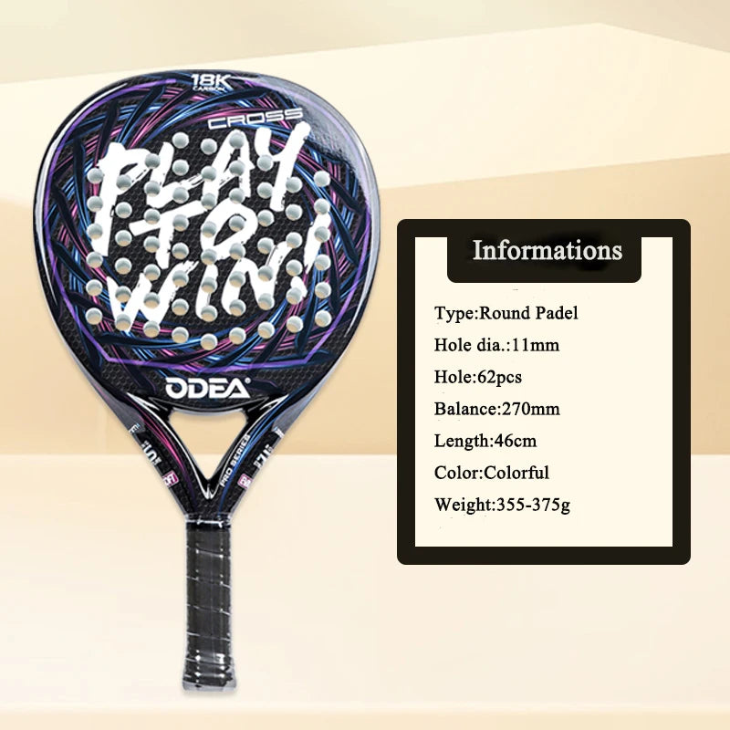 ODEA Beach Tennis Schläger Vollcarbon Rauhe Oberfläche Outdoor Sport Schläger Für Herren Damen Erwachsene Fortgeschrittene Spieler 3K 18K