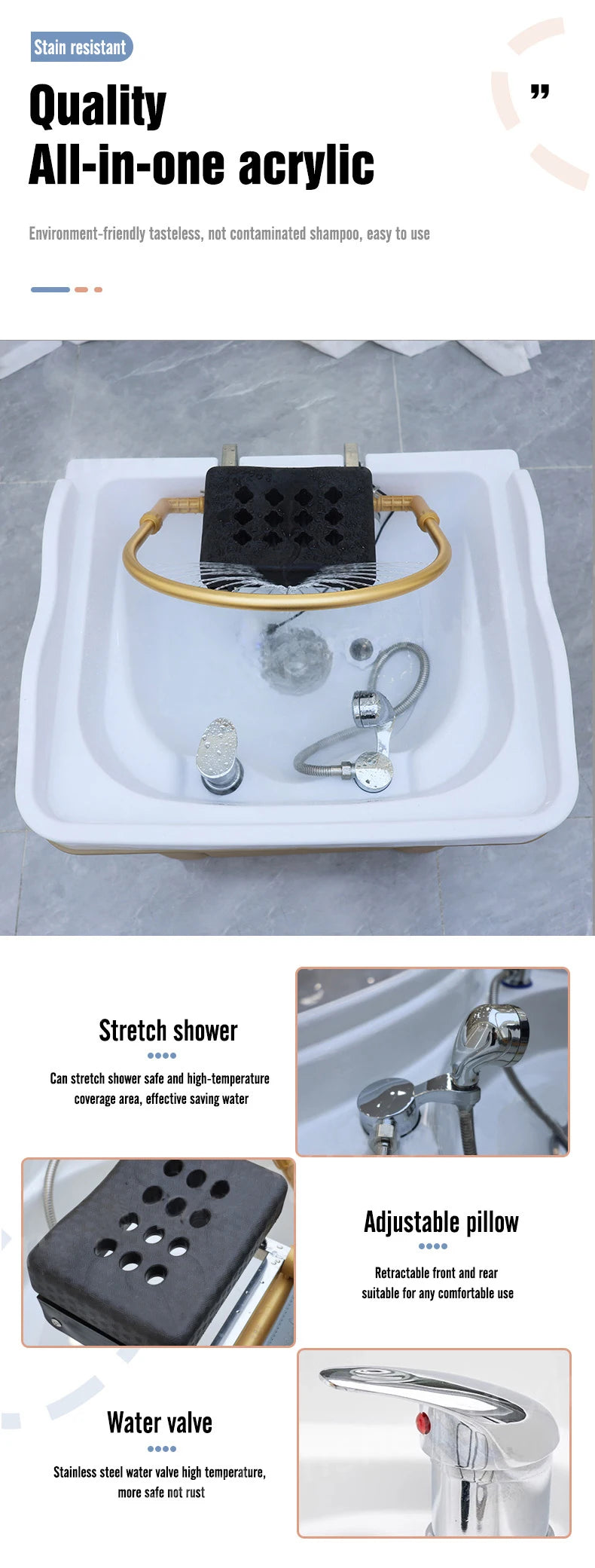 Haarwaschbecken Wassertank Tragbares Shampoofach Acrylbeckenschüssel Haarpflege- und Stylinggeräte für Schönheitssalon