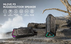 MLOVE P3 Outdoor-Bluetooth-Lautsprecher, 40W Ausgangsleistung Bluetooth 5.3 Lautsprecher, Stereo Sound IPX7 Wasserdicht, Micro SD-Karte, RGB-Licht