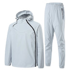Herren-Sport-Fitness-Laufset mit doppeltem Reißverschluss Damen-Lauf-Fitness-Abnehm-Schwitz-Set mit doppeltem Reißverschluss zum leichten Abnehmen