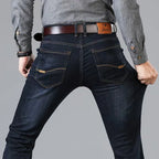 2025 Neue Herren Stretch Jeans Herren Klassische Elastische Business Jeans Herren Mode Bequeme Einfarbige Schmale Straight Lange Denim Hose