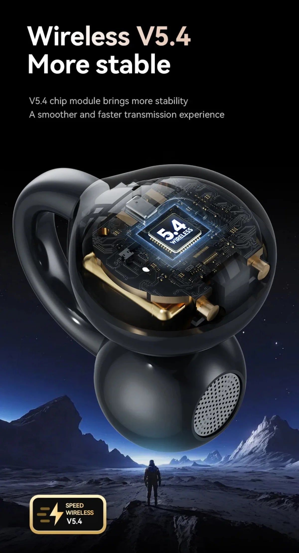 Touchscreen-Bluetooth-Kopfhörer 144 Sprachen Echtzeit-Übersetzung Kopfhörer Drahtlose Open-Ear-Clips Sport-Gaming-Kopfhörer