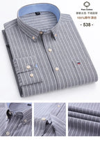 100 % Baumwolle Oxford Herrenhemden Langarm Kariert Weich Regular Fit Festliches Hemd Tasche Sozial Bluse Herrenkleidung S-7XL