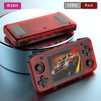BOYHOM Grünes R36H Retro-Videospielkonsole 3,5 Zoll IPS-Bildschirm RK3326 3000 mAh Offenes Linux-System Tragbarer Player 64GB 128GB