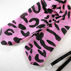 Sexy rosa Leoparden-BH-Handschuhe Beinsocken Dessous-Set Damen Perspektive Bequemes Mesh Exotische Kleidung Unterwäsche Anzug