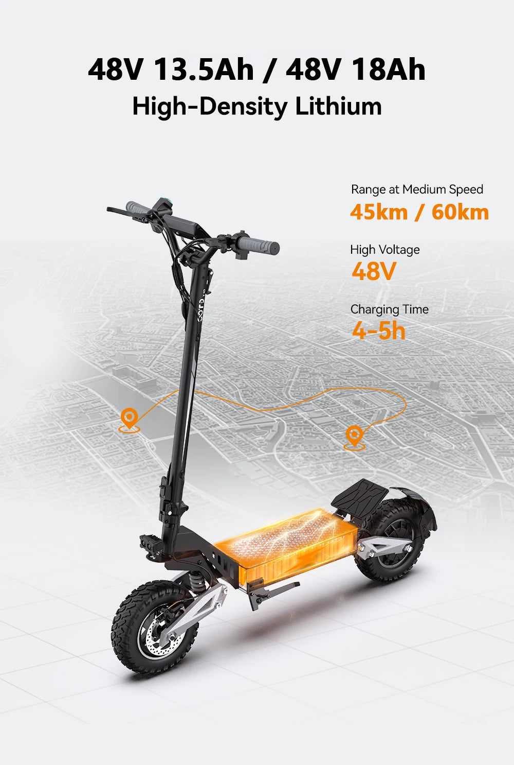 T10 Tragbarer E-Scooter 900W Spitzenleistung 48V 13.5/18 Ah Akku Elektroroller für Erwachsene 11 Zoll Offroad-Reifen Elektroroller
