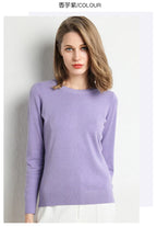Damen Slim O-Neck Pullover Kaschmir-Wollmischung Pullover Herbst Und Winter Langarm Strick Unterhemd Große Größe 2024
