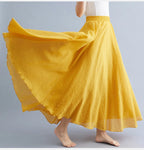 Neue 2020 Damen Leinen Baumwolle Lange Röcke Elastische Taille Plissierte Maxi Röcke Strand Boho Vintage Sommer Röcke Faldas Saia