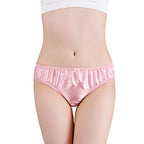 Damen 100% Maulbeerseide seidiger Slip Mode Spitze Brief Große Größe Bequeme Atmungsaktive Einfarbige Dessous Nahtlose Unterwäsche