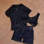 Yoga-Dreiteiler für Damen, Lauf- und Fitnessbekleidung