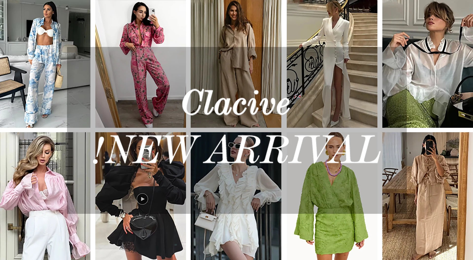 Clacive Mode Lässiges Beiges Baumwoll-2-Teiler-Set Damen Elegantes Langarmshirt mit High-Waist Weite Hose Set Damenbekleidung