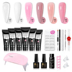 24-teiliges Set 20ml Poly Nail Extension Gel Kit Mini-UV-Lampe Versiegelung mit Basislack Überlack Professionelles Poly-UV-Nagelgel-Kit Starter-Kit