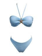 Sexy Bandeau Bikini Set 2026 Damen Himmelblau Seestern Verzierung Push Up String Bikini Brazilian Beach Badeanzug Micro Bademode