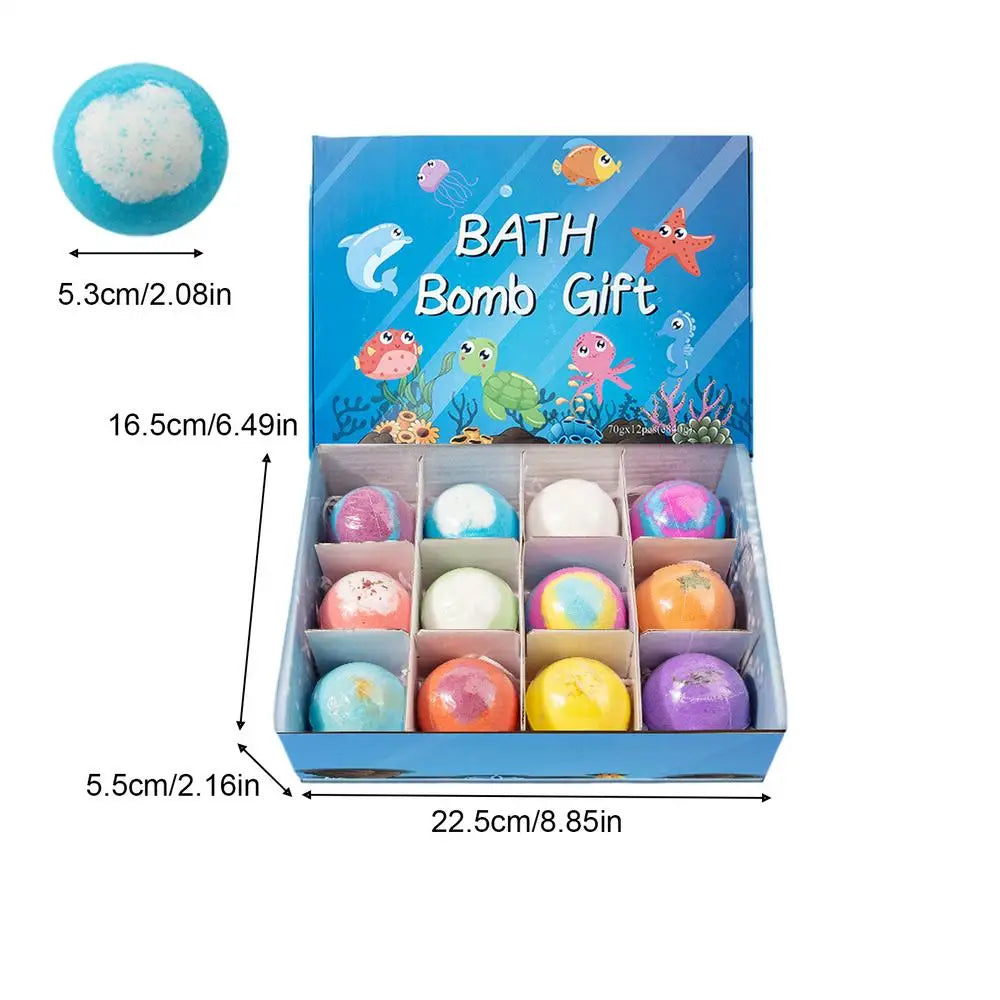 12 Stück Kinder-Badebomben mit Überraschungs-Meerestierspielzeug im Inneren, Ocean-Badesalzbälle, einzigartig, lindert Müdigkeit, sichere Inhaltsstoffe