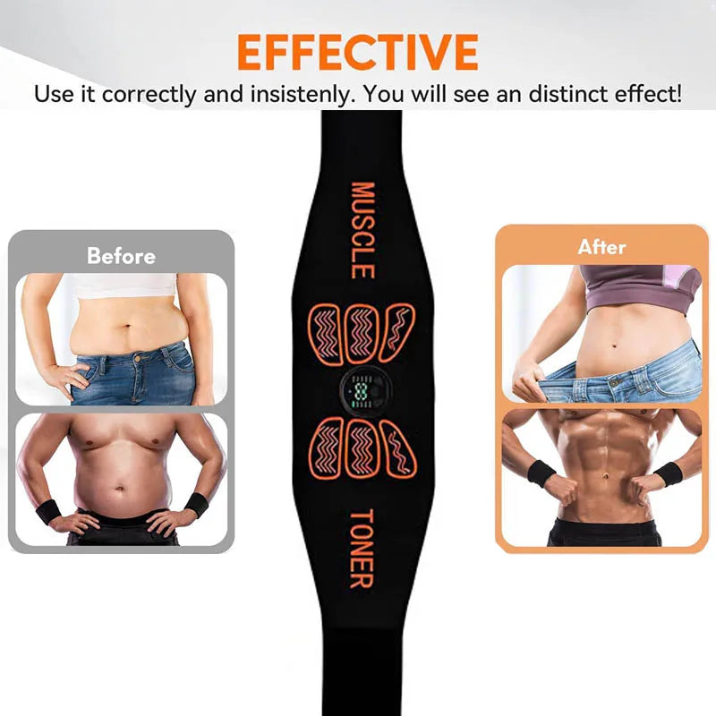 Bauchmuskelstimulator, Gewichtsgürtel, Bauchstraffungsgürtel, Muskeltrainer, Rücken-Taillen-Heimfitness, Schlankheitsmassagegerät, USB wiederaufladbar