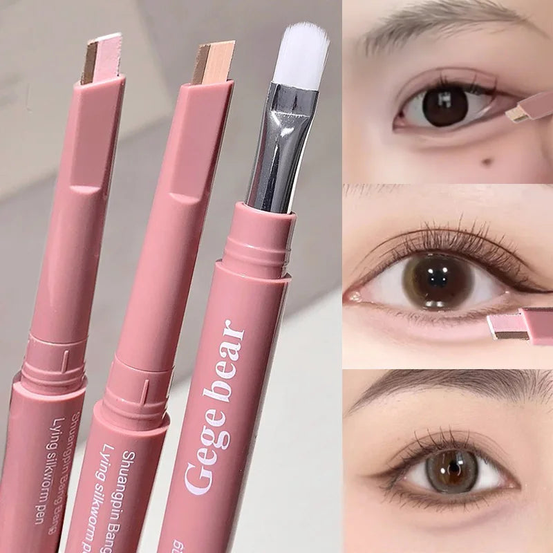 Doppelseitiger Lying Silkworm Stift 2-in-1 Highlighter Nude Unterlidkontur Aegyo-Sal Eyeliner Make-up-Stift mit Detailpinsel Hauptbild