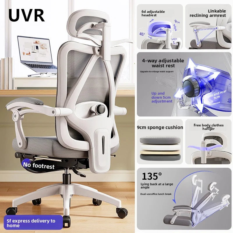 UVR Gaming Computer Stuhl Ergonomisches Design Möbel Feld Verstellbarer Drehstuhl Netz-Bürostuhl Heim- und Sportstuhl