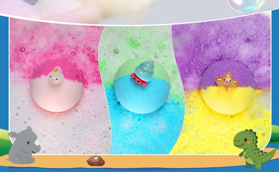 Badebomben-Set für Kinder Badegeschenk mit verstecktem Spielzeug Sicheres Ozean-Sprudelbad Perfekt für sensorisches Spielen Badespaß