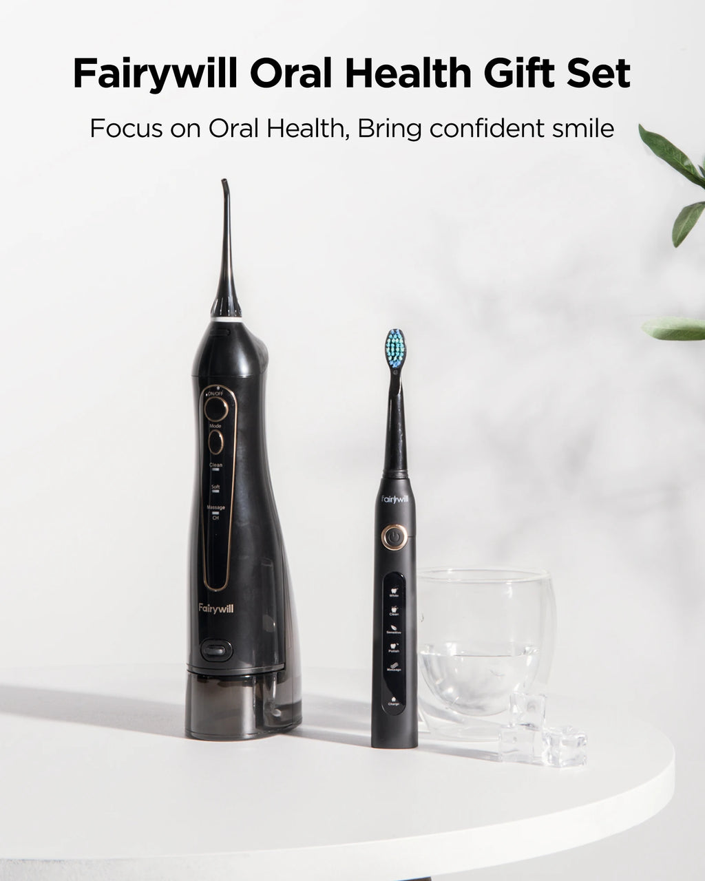 Fairywill Water Dental Flosser Zähne Tragbarer kabelloser USB Munddusche Reiniger IPX7 Wasserdichtes Elektrische Zahnbürsten Set Zuhause
