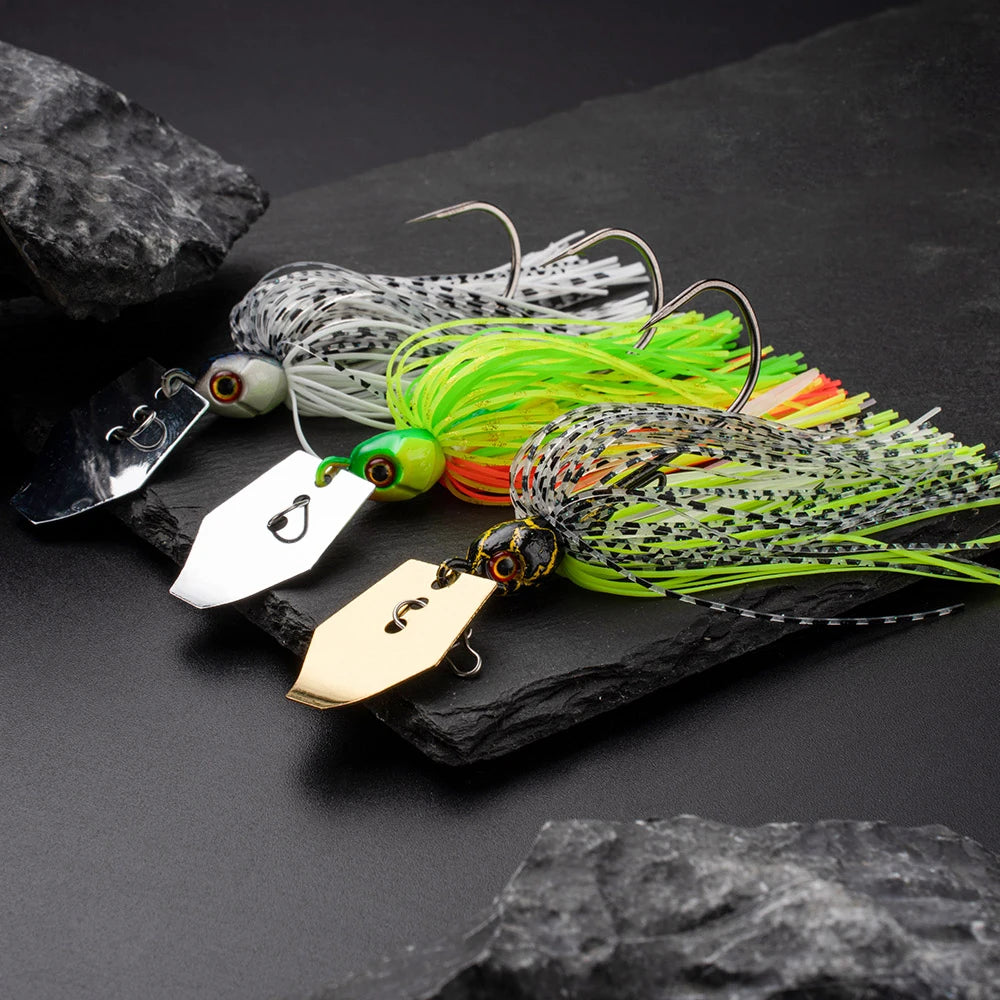 Spinner Bait 7g/9g/12g/14g/21g Angelköder Kit Set Pesca Chatter Weedless Metallblatt Gummifischkopf Haken Draht Spinnerbait