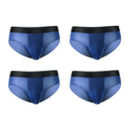 4er-Pack LORIEN CREST Eisseide Herrenunterwäsche nahtlos ultradünn doppellagiger Schritt atmungsaktive Herrenslips mittlere Leibhöhe sexy&leicht