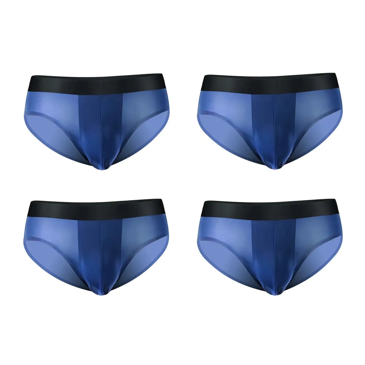 4er-Pack LORIEN CREST Eisseide Herrenunterwäsche nahtlos ultradünn doppellagiger Schritt atmungsaktive Herrenslips mittlere Leibhöhe sexy&leicht