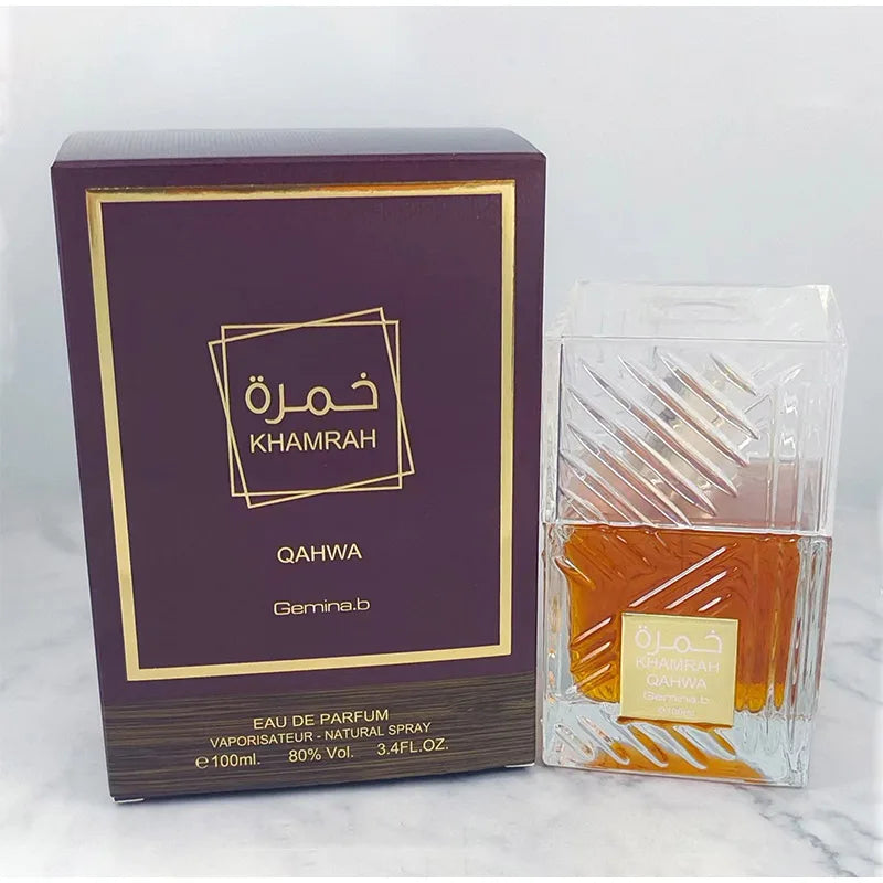 Khamrah Duft Parfüm Eau De Toilette Geschenkbox 100ml Unisex Arabischer Oud Duft Gourmand Duft Langanhaltendes Parfüm für Unisex