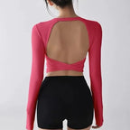 Fashion Sport Tops Pilates Laufen mit Brustpolster Fitness Langarm Enganliegende Schnelltrocknende Shirts Yoga Top Oberbekleidung