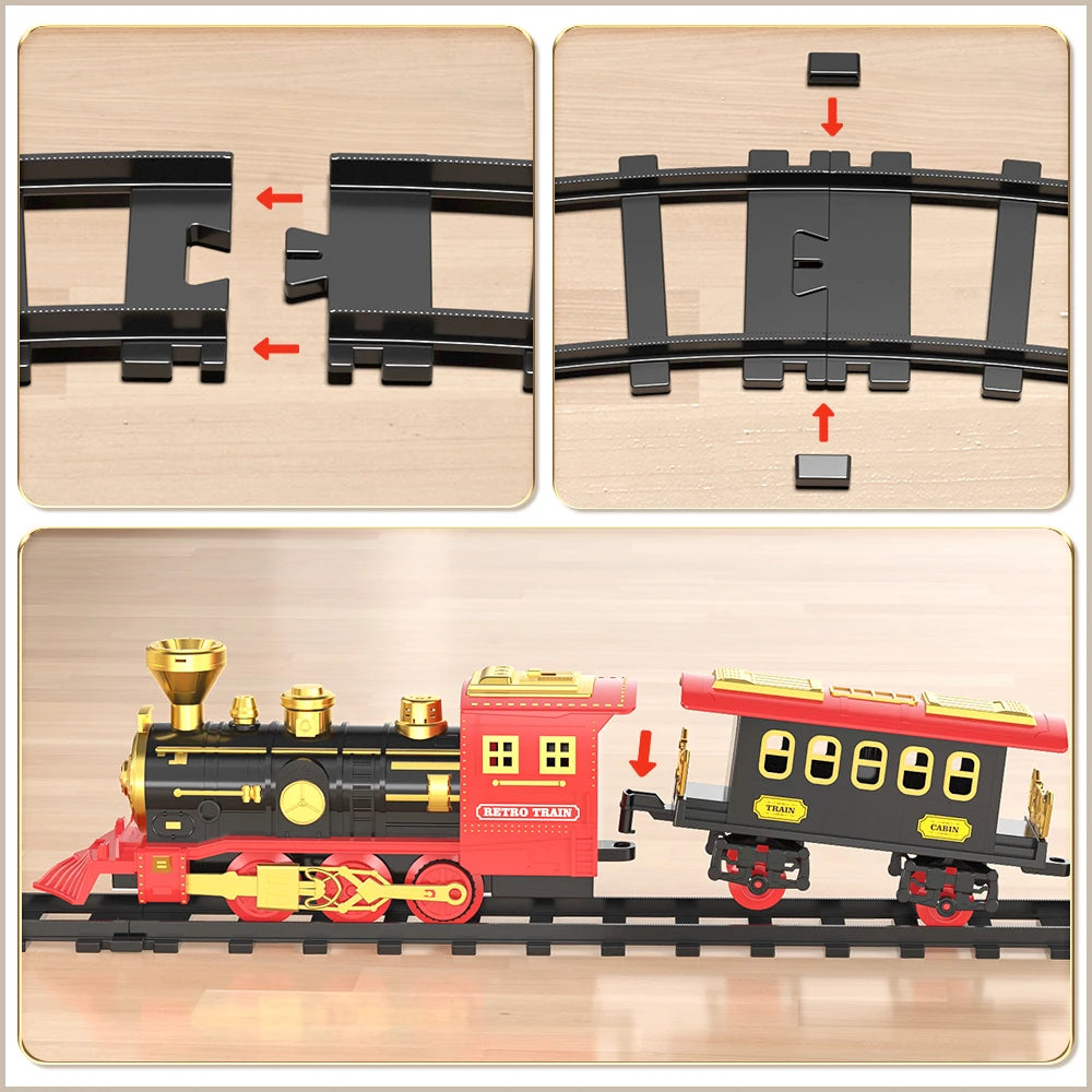 Elektrischer Spielzeugzug, Auto, Eisenbahn, Dampflokomotive, Druckgussmodell, Lernspiel, Kinderspielzeug und Jungen-Spielzeug