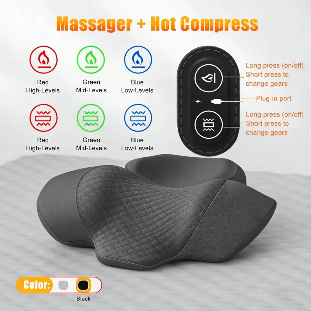 Elektrisches Nackenmassagekissen, zervikales Streckgerät, Heizung, Vibrationsmassage, Rückenextension, orthopädisches Schlafkissen, Stützkissen