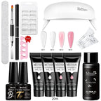 24-teiliges Set 20ml Poly Nail Extension Gel Kit Mini-UV-Lampe Versiegelung mit Basislack Überlack Professionelles Poly-UV-Nagelgel-Kit Starter-Kit
