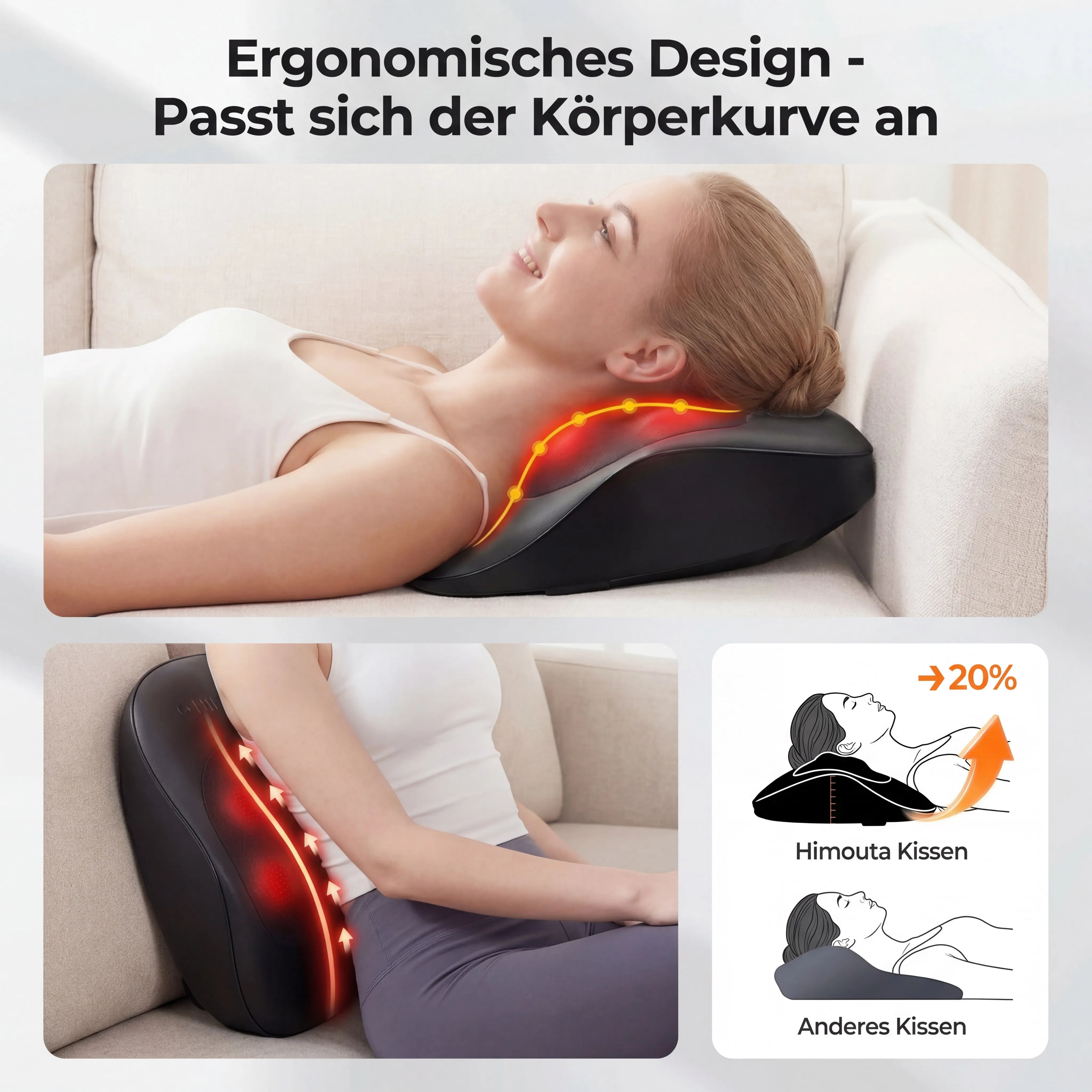 Massagegerät mit Heizfunktion, 3D Shiatsu Massagegerät zur Entspannung, Heizmassage mit Shiatsu-Knetmassage, Bestes Geschenk für Männer und Frauen