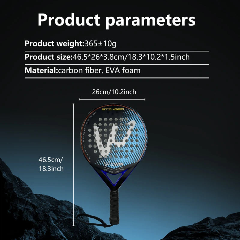 Padel-Schläger | Carbonfaser-Oberfläche | mit EVA Memory Flex Schaumkern | Leichte Padel-Tennisschläger | Padel-Schläger
