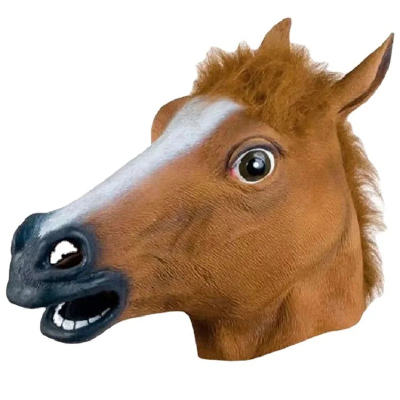 Herren Braunes Pferd Masken Mädchen Lustige Pferdekopfmaske Latex Tiermaske Neuheit Halloween Cosplay Kostüme Kopfbedeckung Mascara De Latex