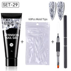 LILYCUTE 15ml Verlängerungsgel-Nagellack-Set Quick Nail Prolong mit Verlängerungsform-Nagelspitzen Acryl-Lösung Maniküre-Werkzeug-Kit