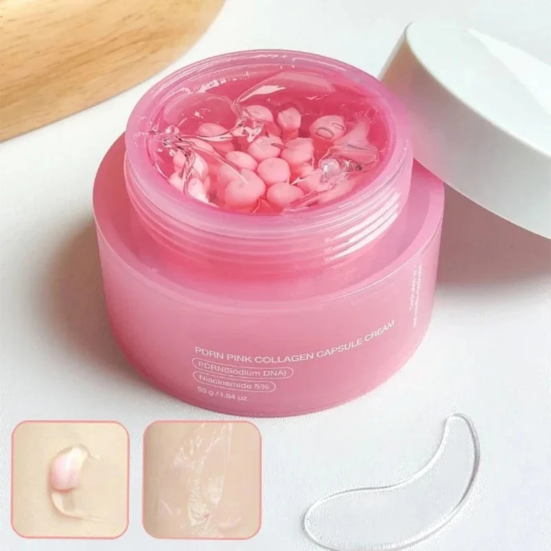 Koreanische rosa Kollagen PDRN Kapselcreme mit Niacinamid Creme für ungleichmäßigen Hautton Leichte Gesichtsfeuchtigkeitspflege Nicht fettende Pflege