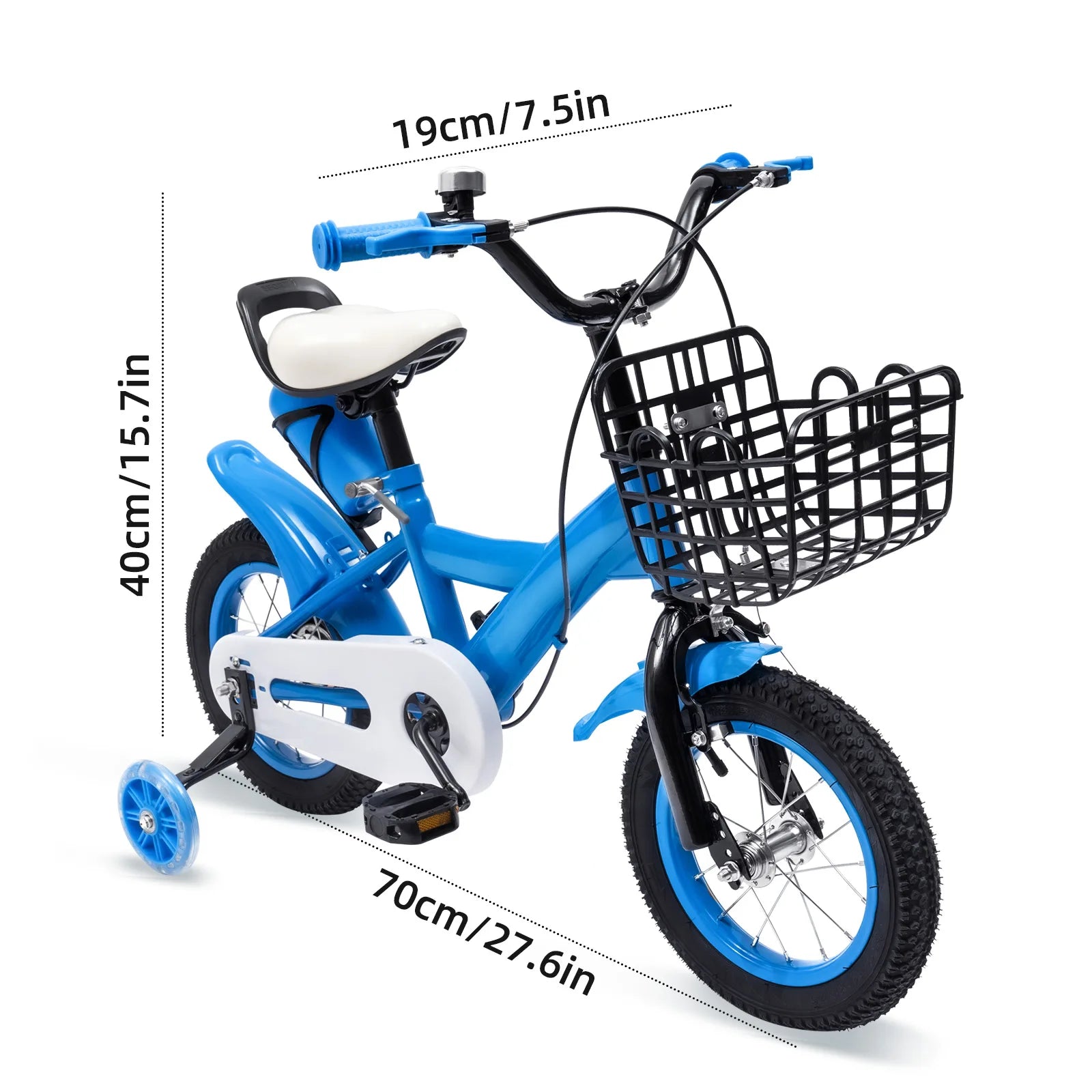 12-Zoll-Kinderfahrrad, Blau, Stabiles Radfahren, Zuverlässiges Bremssystem, Weicher Sitz für Kleinkinder von 2-4 Jahren