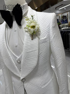 24H Versand Hochwertiger Hochzeitsanzug für Bräutigam, 3-teilig, Herrenmode-Anzüge, Ein-Knopf-Sakko mit Schalkragen, Weste, Hose
