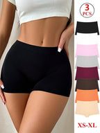 FINETOO 3er-Pack Damen Baumwoll-Boyshorts Atmungsaktive Low-Waist Unifarben Unterwäsche Damen Legere Sport Boxershorts Unterhosen
