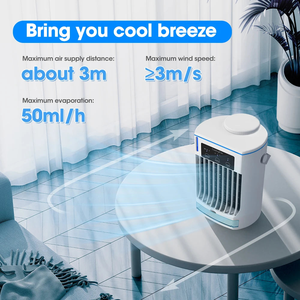 Mini-Klimaanlage Luftkühler Ventilator Tragbarer Wasserkühlungsventilator Mobile Klimaanlage für Zimmer, Büro, Autos