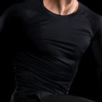 Kompressions-Laufshirt Herren Langarmshirt für Männer Sportbekleidung Schnelltrocknend Fitness T-Shirt Training Workout Muskelshirt